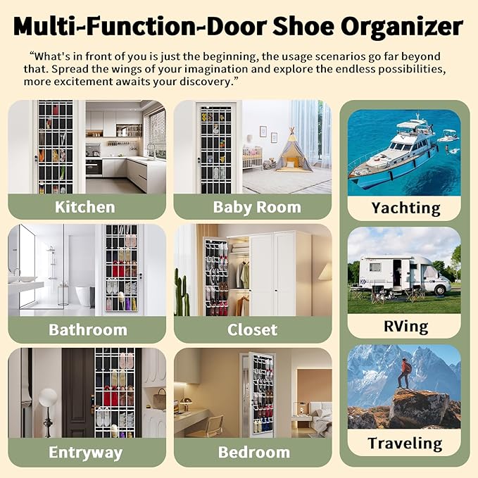 PAULONE Massive 70-Inch Dual-Side Family Organizer - Stores Shoes, Handbags, Toys & Baby Gear, Heavy Duty Over Door Storage System for Every Room (Black)