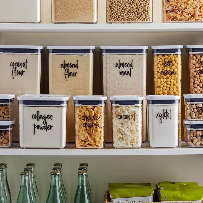 Talented Kitchen Pantry Organizer & Food Organization Stickers - 170-Count Black & Clear Vinyl, Water-Resistant - Keto Food Labels - Preprinted Removable Container Labels for Kitchen Cabinets