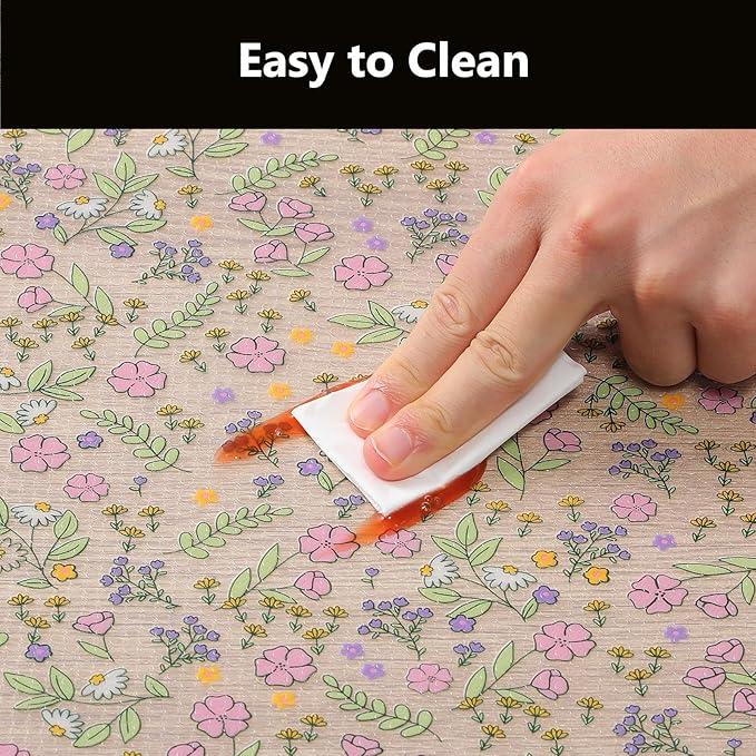 INNOLITES Shelf Liners for Kitchen Cabinets Non-Adhesive Drawer Liner with Floral, Waterproof Durable Easy to Clean, for Refrigerator, Shelves (Pink Purple Rose, 11.8" x 120")