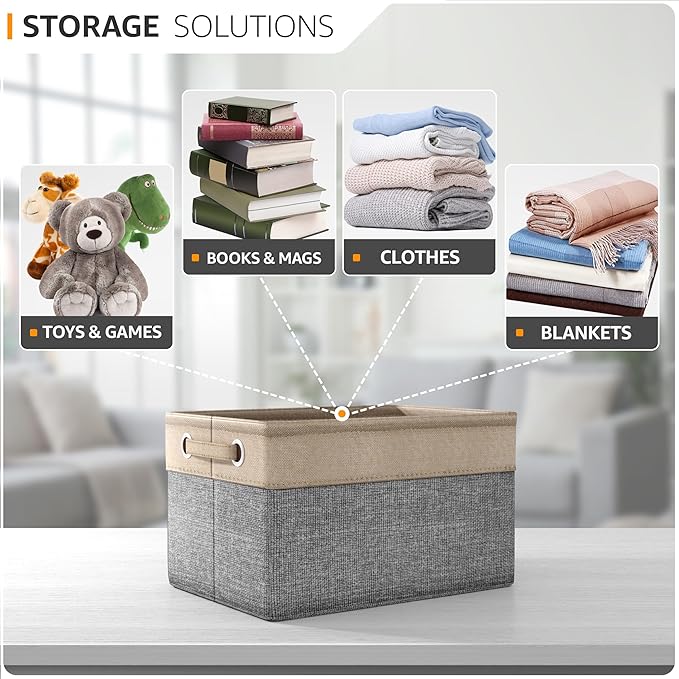 Sorbus Fabric Storage Bins for Shelves - 15 Inch Sturdy Collapsible Storage Bins with 2 Handles, Foldable Baskets for Organizing Home, Closets, Shelf, Toys, Clothes, Large Decorative Storage Baskets
