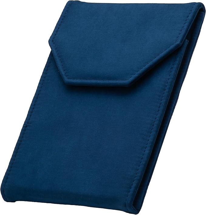 Velvet Necklace Jewelry Travel Folder Storage Display Case (Dark Blue)