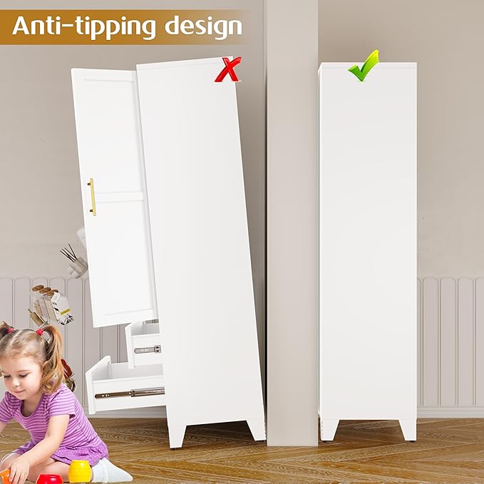 71" Tall Metal Pantry Cabinet, Steel Storage Cabinets with 2 Doors, 2 Adjustable Shelf and 2 Drawers, Used as Kitchen Cabinet, Freestanding Cupboard for Kitchen, Office, Living Room (White)