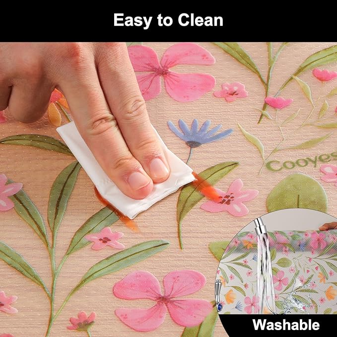 Cooyes Shelf Liner – Premium Non-Adhesive Cabinet & Drawer Liner for Kitchen – Waterproof Shelf Paper with Modern Pattern – Durable EVA Cabinet Mat – Easy to Cut （17.5" W x 360" L）