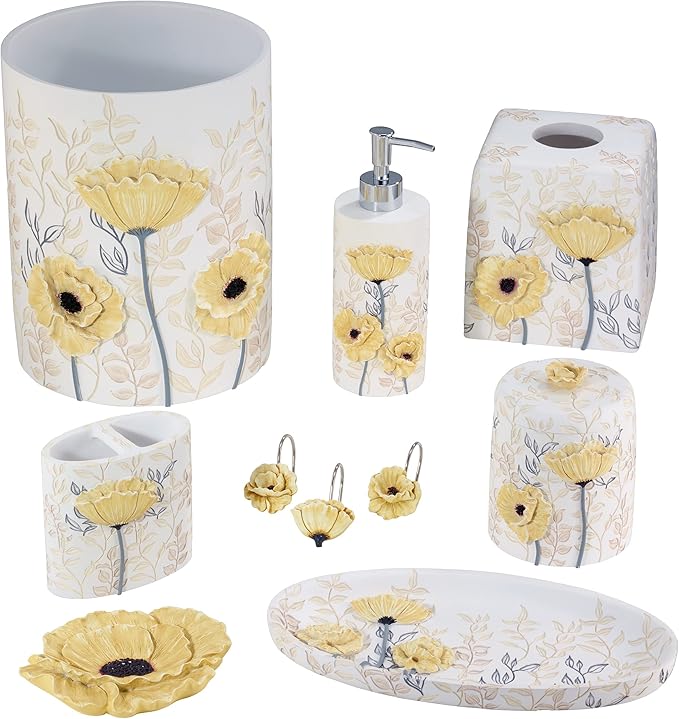 Avanti Linens - Vanity Tray, 100% Hand-Painted Resin Bathroom Accessories, Floral Home Decor (Marielle)