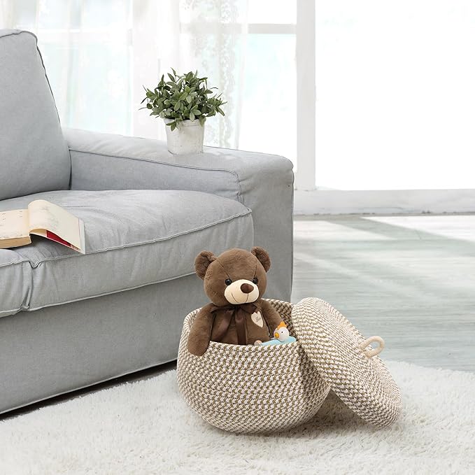 Round Storage Basket with Lid 8.25In Decorative Basket with Lid for Living Room for Weddings