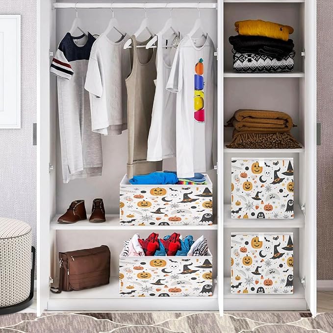 Bolaz Pumpkin Hat Closet Organizers Storage Cubes Storage Bins Shelf Baskets Containers for Home Room Office,Square