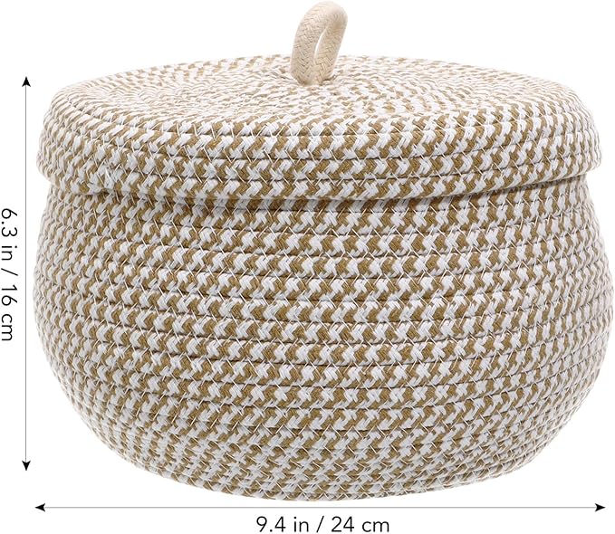 Round Storage Basket with Lid 8.25In Decorative Basket with Lid for Living Room for Weddings