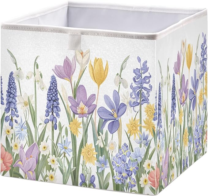Bolaz Blooming Spring Garden Closet Organizers Storage Cubes Storage Bins Shelf Baskets Containers for Home Room Office,Square