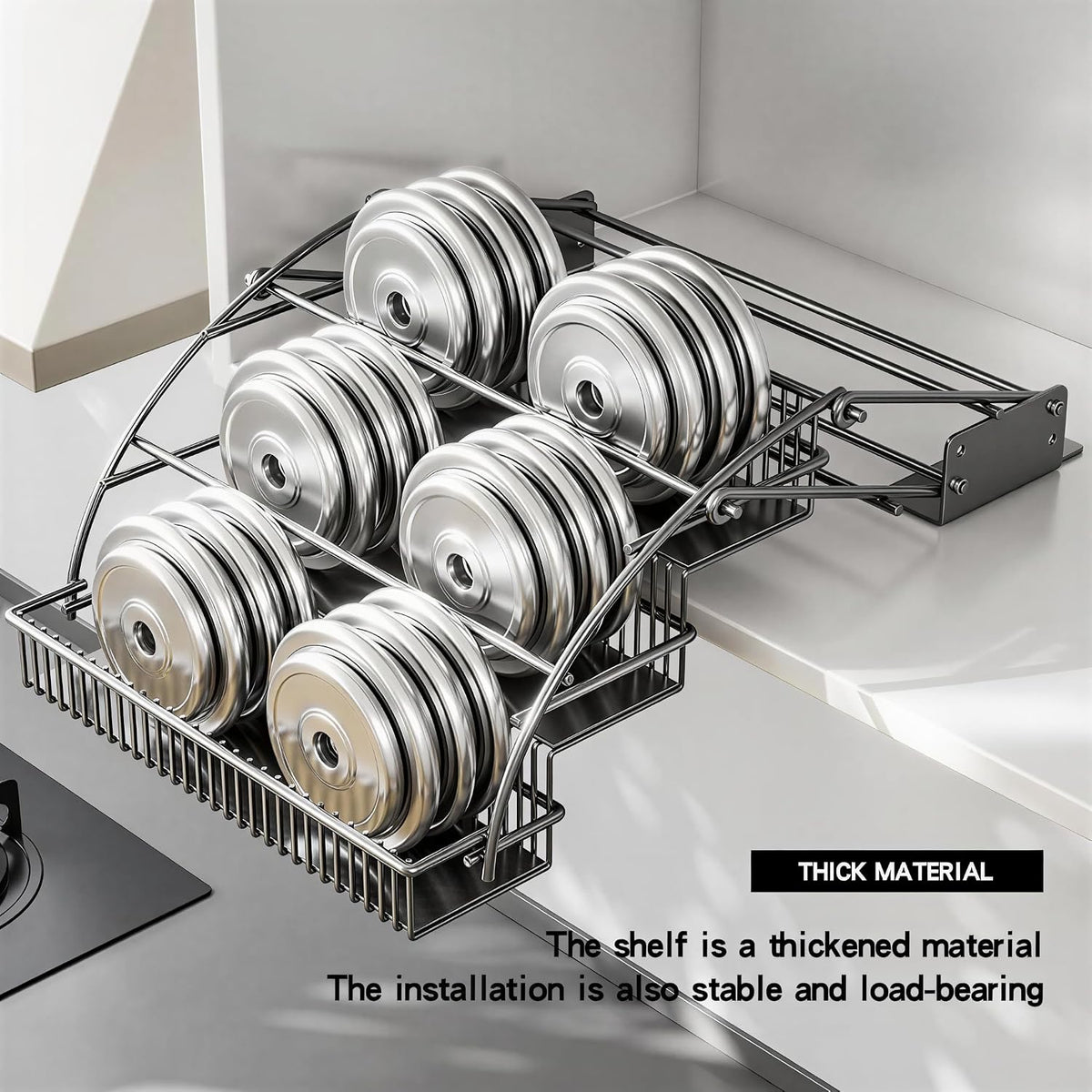 3-Tier Pull Down Spice Rack Organizer Expandable Pull-Out for Upper Cabinet Space-Saving for Inside Cabinet Expandable Display Riser Shelf Seasoning Shelf