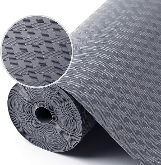 Shelf Liners for Kitchen Cabinets Refrigerator Liners Waterproof & Oil-Proof Kitchen Cupboard Liner Non-Slip Drawer Mats EVA Non Adhesive Fridge Liner for Shelves - Gray 11.8 x 236.2 Inches