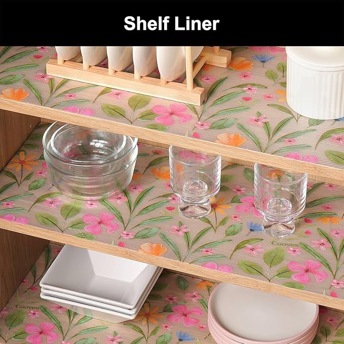 Cooyes Shelf Liner – Premium Non-Adhesive Cabinet & Drawer Liner for Kitchen – Waterproof Shelf Paper with Modern Pattern – Durable EVA Cabinet Mat – Easy to Cut （24" W x 360" L）