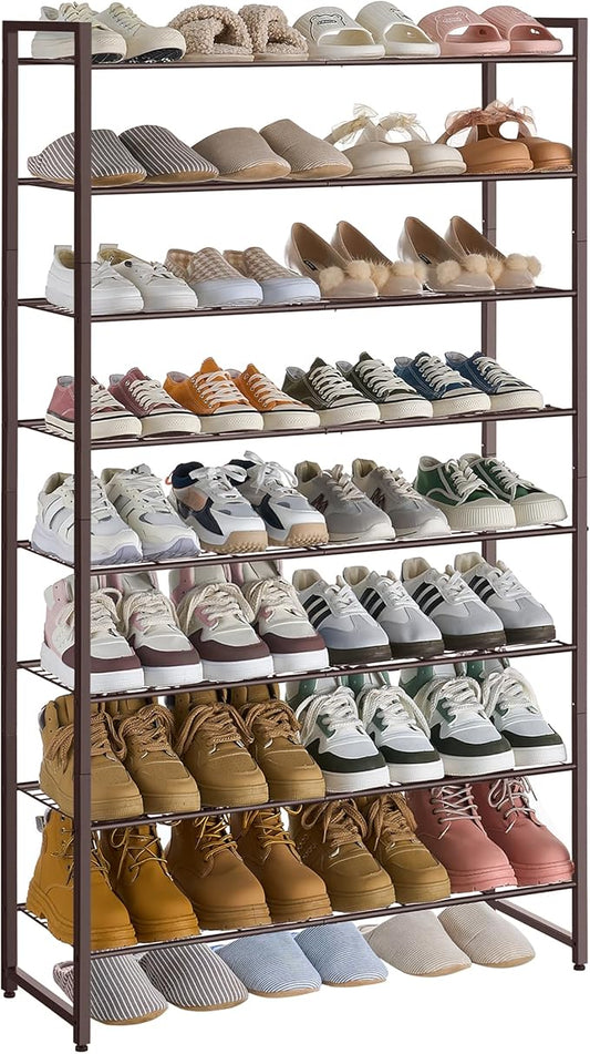 Shoe Rack for Closet, Metal Shoe Organizer, 8 Tier Garage Shoe Rack Max Holds 40 Pairs,Shoe Storage Shelf,Entryway, Bronze