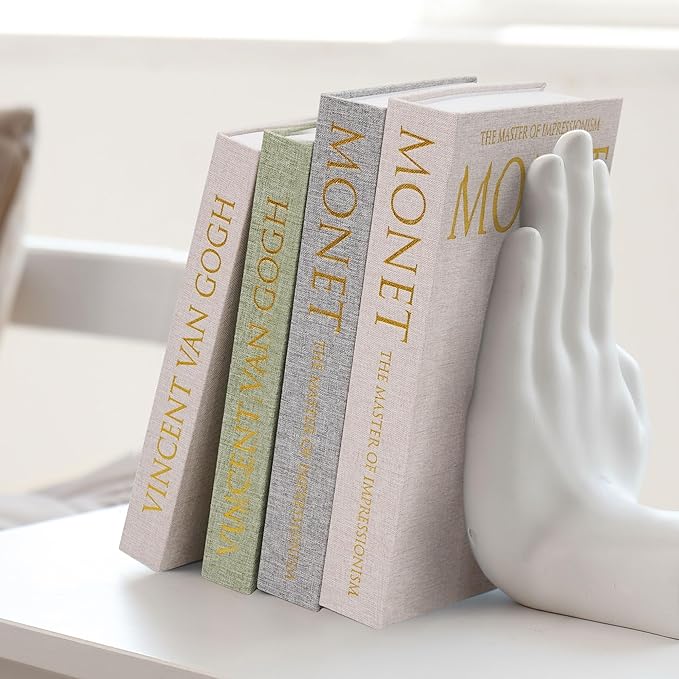 Decorative Book Storage Box Set of 2, Stylish Decorative Books, Linen Faux Book Storage Box for Bookshelf, Coffee Tables, Home Decor, GrassGreen