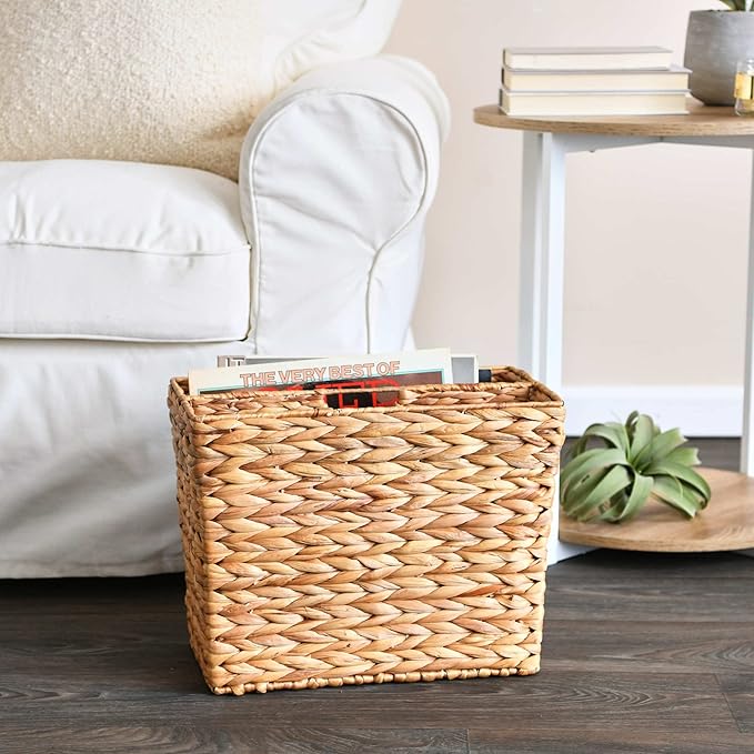 Household Essentials Side by Side Magazine Rack, Natural Hyacinth