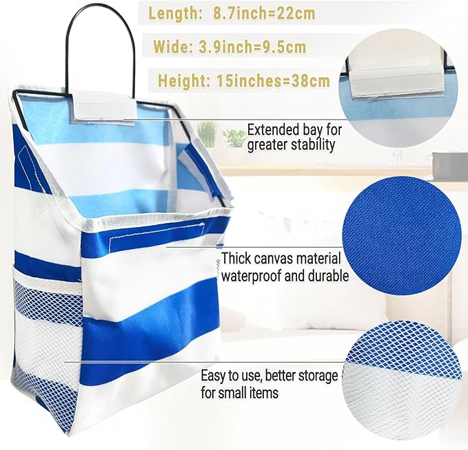 Wall-Hanging Storage Bags, Desktop Organizer Basket Cotton Linen Hanging Storage Basket for Kitchen,Bderoom,Living Room (#1 Streak-3Pack)