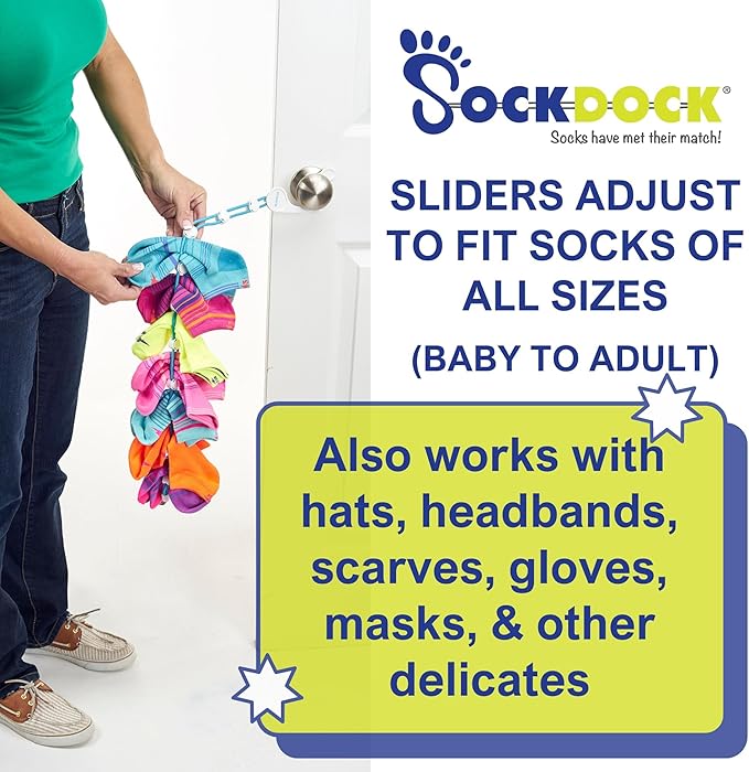 Sock Laundry Solution for Washing Drying & Storing Socks in Pairs, Clip & Hold Socks in Washer Dryer & Closet 2-Pack