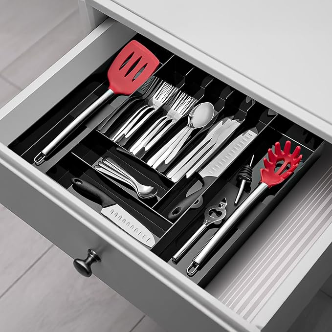 Sorbus Silverware Organizer – Expandable Kitchen Drawer Organizer, Adjustable Utensil Organizer, Cutlery Tray for Forks, Knives, Spoons – Multipurpose Flatware and Kitchen Storage Solution