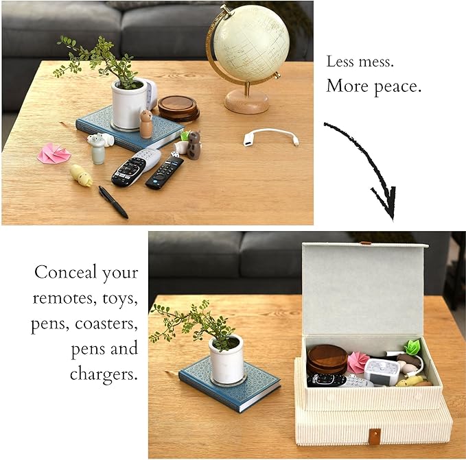 Cozy Corduroy Decorative Keepsake Storage Boxes with Lids - Set of 2 Giftable Haven Boxes For Photos, Memory Box, Bookshelf Decor, Photo Box, Keepsake Storage, Home Décor, Manage Clutter