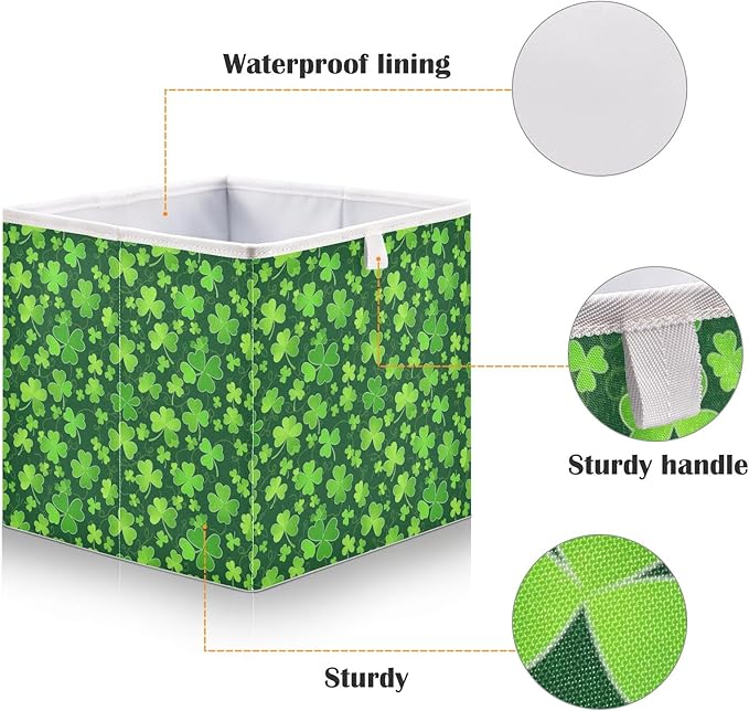 Bolaz Clover St Patrick Day Closet Organizers Storage Cubes Storage Bins Shelf Baskets Containers for Home Room Office,Rectangle