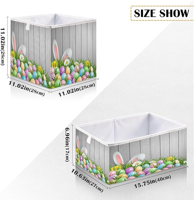 Bolaz Easter Grass Eggs Closet Organizers Storage Cubes Storage Bins Shelf Baskets Containers for Home Room Office,Square