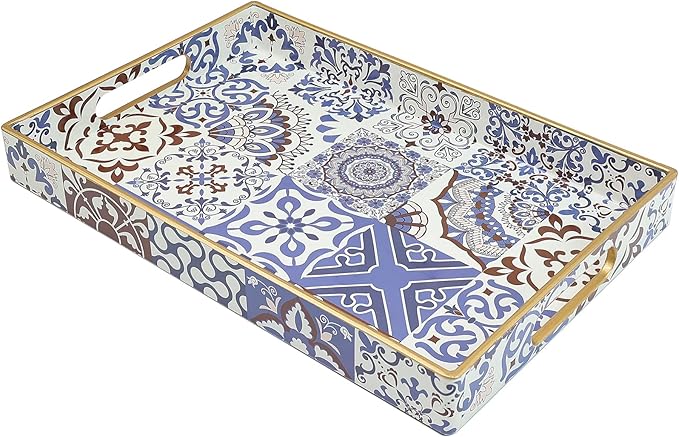 Spsyrine Bathroom Vanity Tray with Handles for Dresser Tops, Countertop, Perfume Decorative Tray, 11.8â * 7.87â *1.37â C1