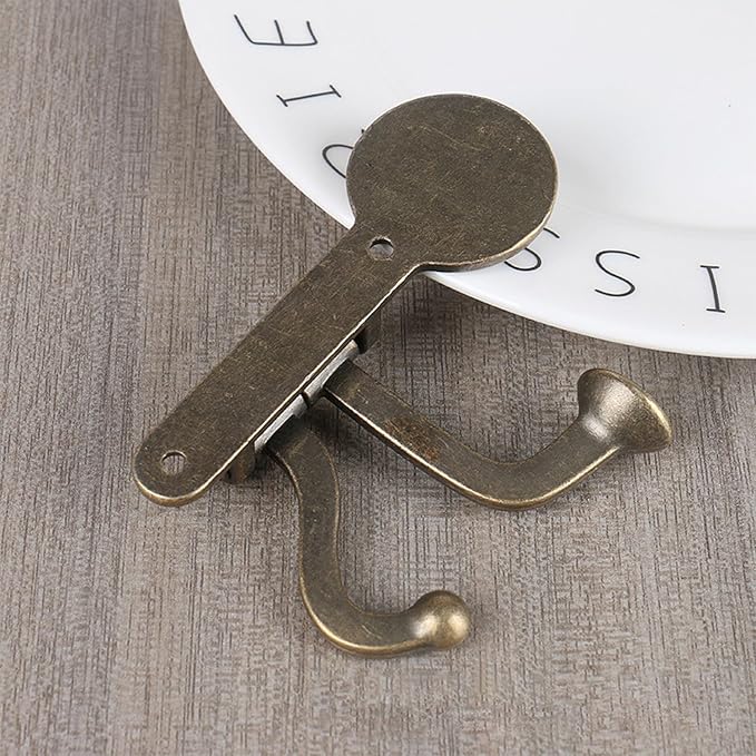 4PCS Rustic Swivle Hook, Zinc Alloy Swivel Coat Hook Wall Mounted Coat Hook Decorative Cast Iron Heavy Duty Double Hooks Vintage Robe Rv Bathroom Kitchen Garage Hooks (Double Hook)