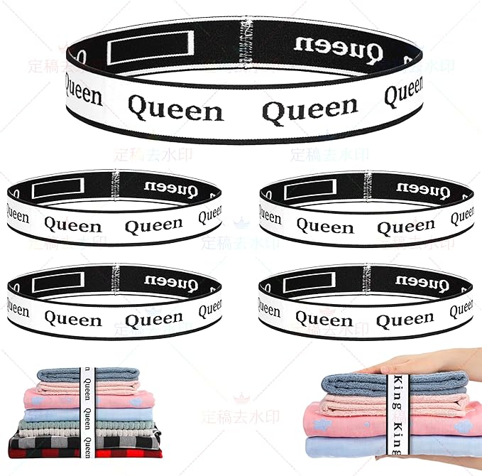 4Pcs Bed Sheet Organizer Bands Sheets Labels for Bedding ï¼Sheet Size Bands Linen Closet Storage Sheet Set Organizer Sheet Keeper Band (Queen)