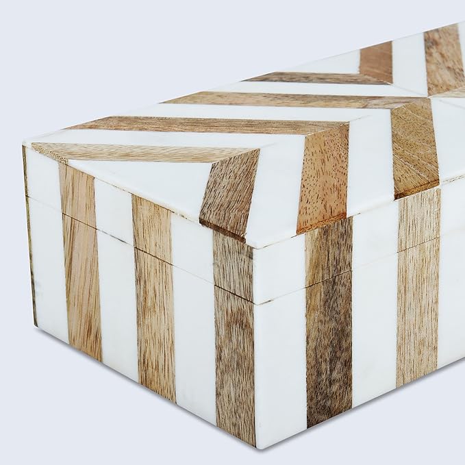 Handicrafts Home Decorative Storage Box 10x6 – Remote Organizer Box with Lid, Modern Decorative Keepsake Box, Boho Shelf Décor, Memory Box for Photos or Letters, Decorative Box for Table Décor