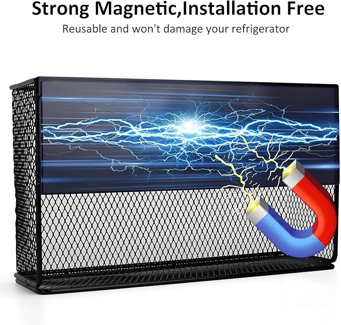 Magnetic Shelf for Fridge Heavy Duty,Magnetic Basket Fridge Organizer for Kitchen Laundry Refrigerator Pantry Holder Rack Organization Home School Office Storage
