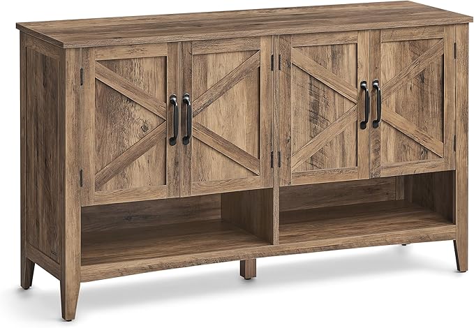 VASAGLE LIRY Collection - Shoe Cabinet, 3-Tier Storage Organizer, Shoe Shelf, Farmhouse Freestanding Cabinet, Height-Adjustable Shelf, 13.8 x 47.2 x 27.6 Inches, Honey Brown ULBC039B01