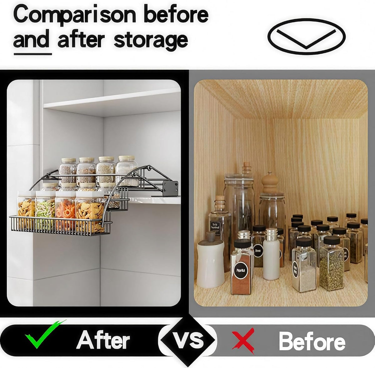 3-Tier Pull Down Spice Rack Organizer Expandable Pull-Out for Upper Cabinet Space-Saving for Inside Cabinet Expandable Display Riser Shelf Seasoning Shelf