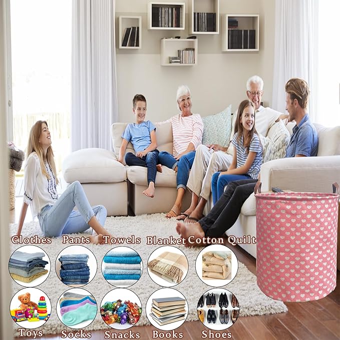 Waterproof Laundry Hamper Collapsible Laundry Basket Leather Handle Laundry Bag Large Clothes Storage Toy Organization for Bathroom Bedroom Laundryroom College Dorms (97-Satisfied laundry hampers)
