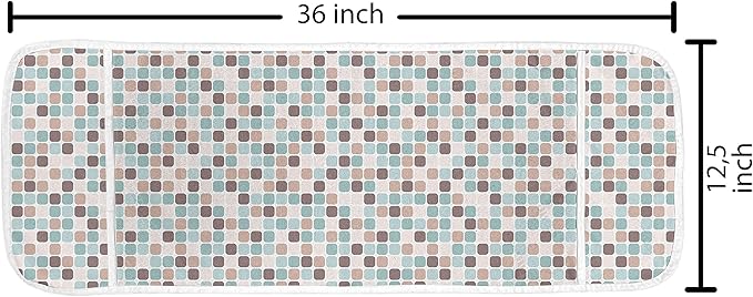 Ambesonne Abstract Microwave Oven Cover, Rounded Squares Illustration, Water Resistant Organizer with Pockets for Kitchen, 36" x 12", Teal Brown