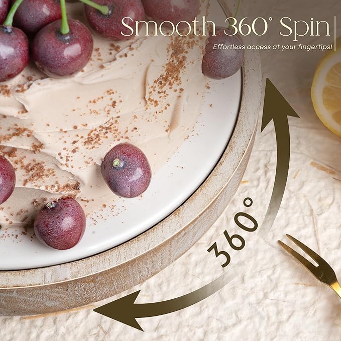 10.5" Non-Skid Wood Lazy Susan Turntable for Table Top â Chic Lazy Susan Turntable for Cabinet, Coffee Table, Pantry & Kitchen Counter Tray - Ideal for Organization and Storage (Natural Wood)