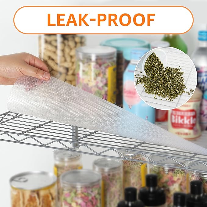 PABUSIOR Pantry Shelf Liner for 16 inch Wire Shelving - Clear Wire Shelf Liner Precise Size 15.5 x 157 Inch - Easy to Cut, (Thick 1.2mm) Transparent Shelves Mat for Garage Drawer