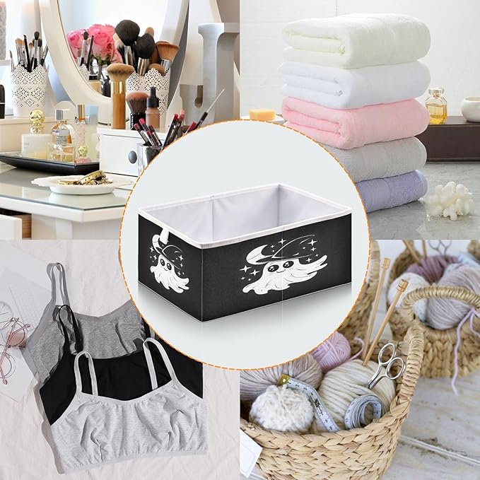Halloween Black Closet Organizers Storage Cubes Storage Bins Shelf Baskets Containers for Home Room Office,Rectangle