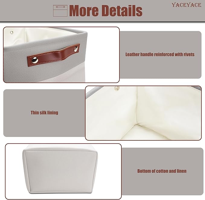 Storage Basket Foldabel, 4 Pack 15"x11"x9.5" Storage Bins for Shelves, Cloth, Toy, Linen Fabric Basket for Office, Home Organizing, Decorative