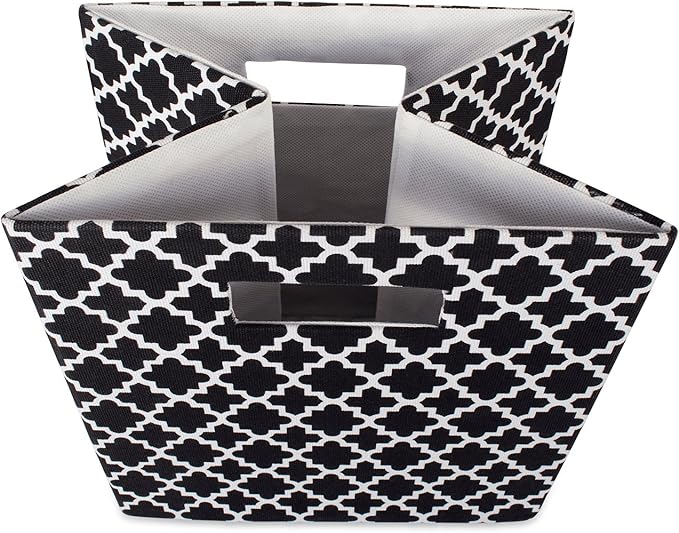 DII Hard Sided Collapsible Fabric Storage Container for Nursery, Offices, & Home Organization, (13x13x13) - Lattice Black