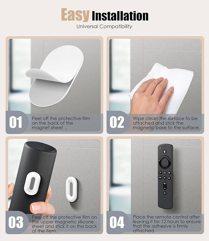 Nearockle 6 Pack Magnetic Remote Control Holder Wall Mount, 2025 Upgraded Smaller & Stronger Magnetic Silicone Remote Control Organizer TV Remote Charger Holder Caddy Back of TV (White)