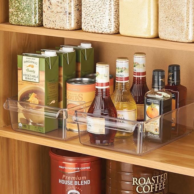 iDesign Fridge Storage Bin with Handle - Fridge Tray for Cheeses and Snacks - Set of 2 - Clear