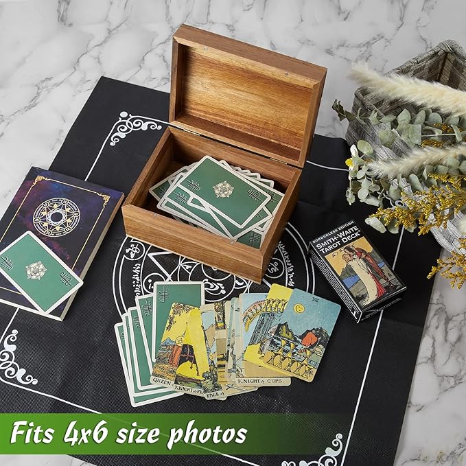 DRASTAR Keepsake Box, Acacia Wood Memory Box with Hinged Lids, Wooden Jewelry Box, Small Storage Box,3x5, 4x6 Decorative Card Box, Bridal Shower Gifts