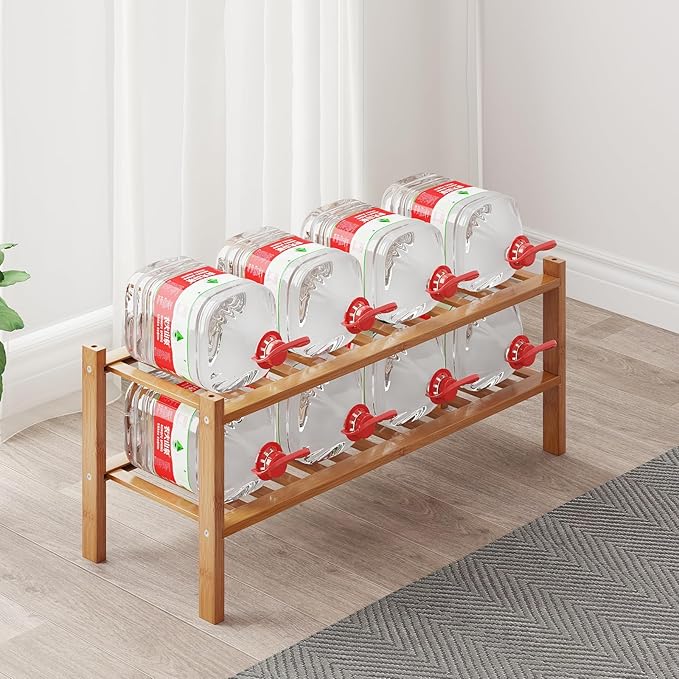 Bamboo Shoe Rack Organizer for Closet and Entryway - Space-Saving Narrow Shoe Stand - Versatile Shoe Holder for Door or Closet Shelf, Bedroom can Freely Stack DIY Small Shoe Racks 3 Tier Bamboo color