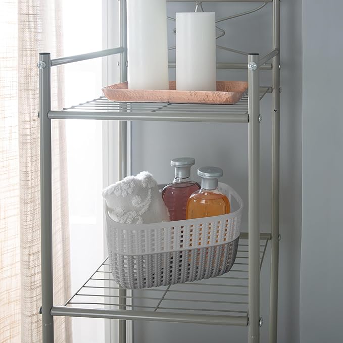 Simplify 2 Pack 2 Tone Sailor Knot Plastic Storage Tote | Decorative Basket | Closet Organization | De-clutter | Accessories | Toys | Bathroom Organization | Small | Grey/Grey