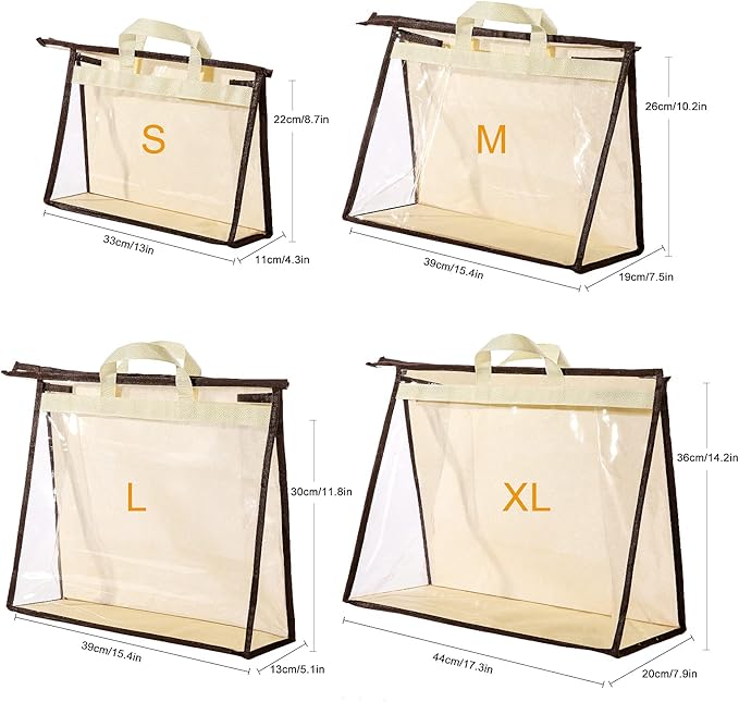 CINPIUK Clear Handbag Storage Bags Purse Organizer for Closet, Zipper Hanging Storage Bag for Handbags, XL