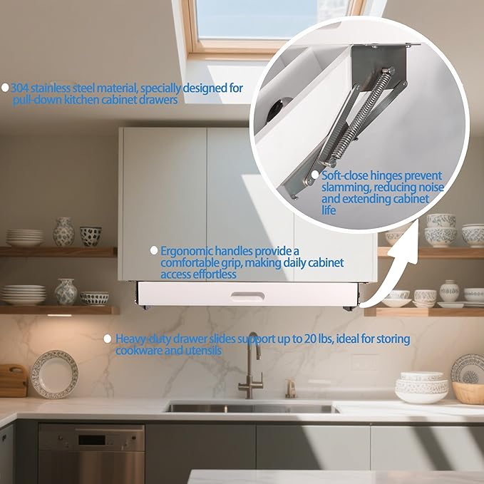 Pull Down Silverware Rack, Under Cabinet Kitchen Storage Organizer, Counter RV Space Shelf (Silverware rack)