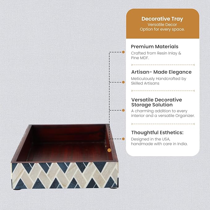 HANDICRAFTS HOME Handmade Tavla Pattern 10x6 Towel Tray - Small Bathroom Tray, Guest Towel Holder, Decorative Napkin Holder, Bathroom Countertop Storage, Kitchen Hand Towel Holder Parlour-tavla