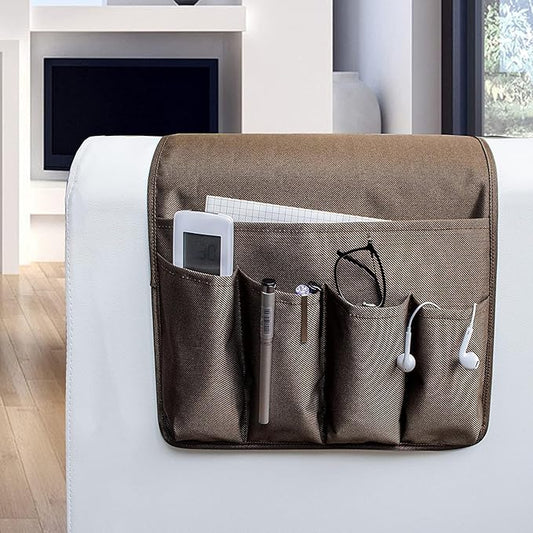 MDSTOP 5 Pockets Remote Control Holder, Magazine Rack, Space Saver Organizer, Draped Over Sofa, Couch, Recliner Armrest