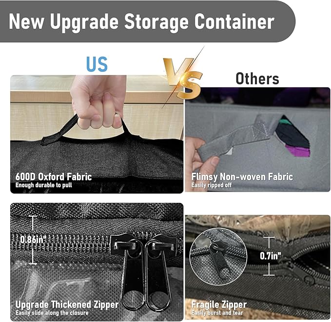 Under Bed Storage with Wheels, Under Bed Storage Containers for Clothes Shoe Toy Book Blanket, Under Bed Storage Drawer for Bedroom Under Bed Rolling Storage with Lid, 2 Pack
