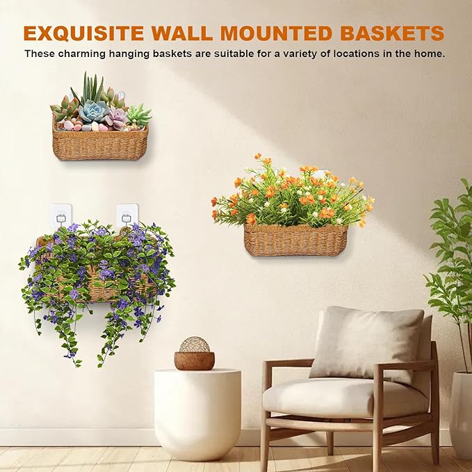 2 PCS Hanging Storage Baskets,Shower Organiser With Hooks, Bathroom Storage Accessory Shelf Organiser,Wall Mount Wicker Basket For Cosmetics, Soap Dispensers, Shower Products(Yellow-(S+M))