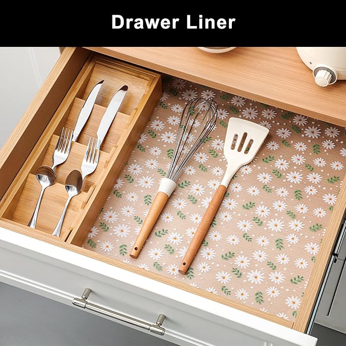 Cooyes Shelf Liner – Premium Non-Adhesive Cabinet & Drawer Liner for Kitchen – Waterproof Shelf Paper with Modern Pattern – Durable EVA Cabinet Mat – Easy to Cut （20" W x 360" L）